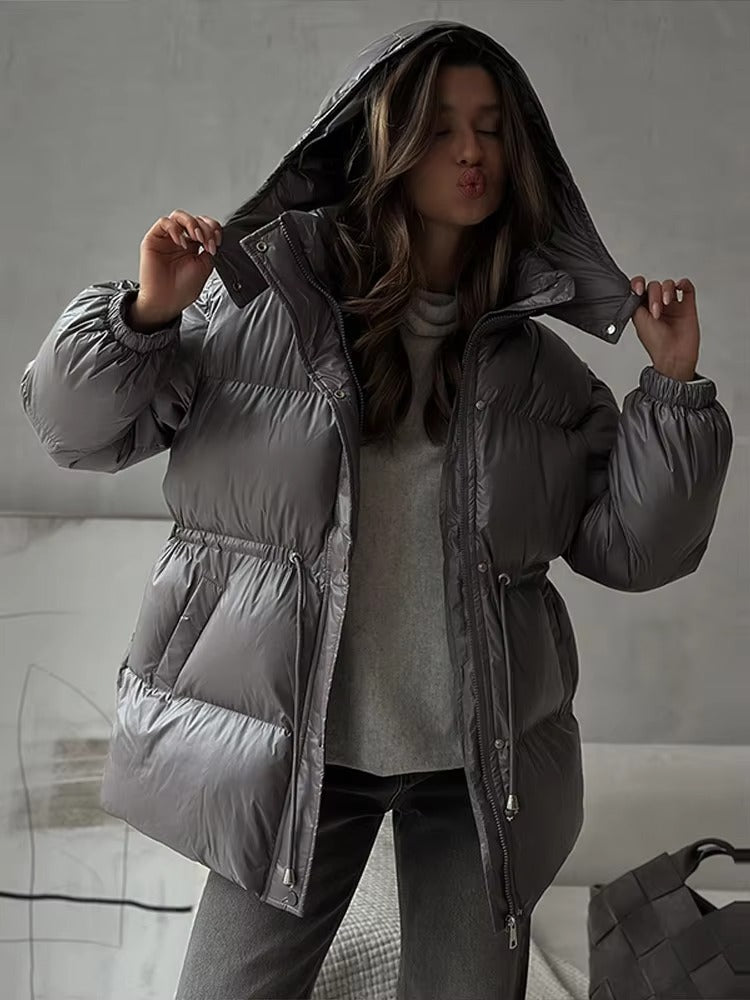 Seame CH - Brianna Drawstring Hooded Puffer Coat - Jackets - tN1762253591251008983