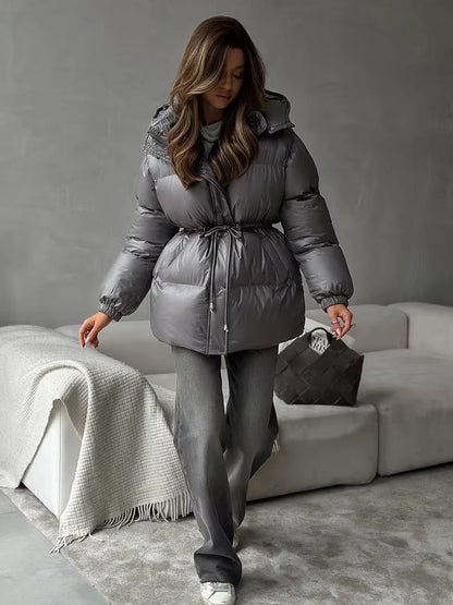 Seame CH - Brianna Drawstring Hooded Puffer Coat - Jackets - td1762253591250905541