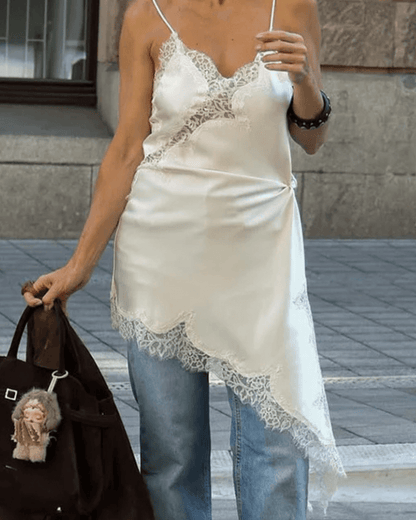 Seame CH - Guia Asymmetric Satin Lace Cocktail Dress - Dresses - none