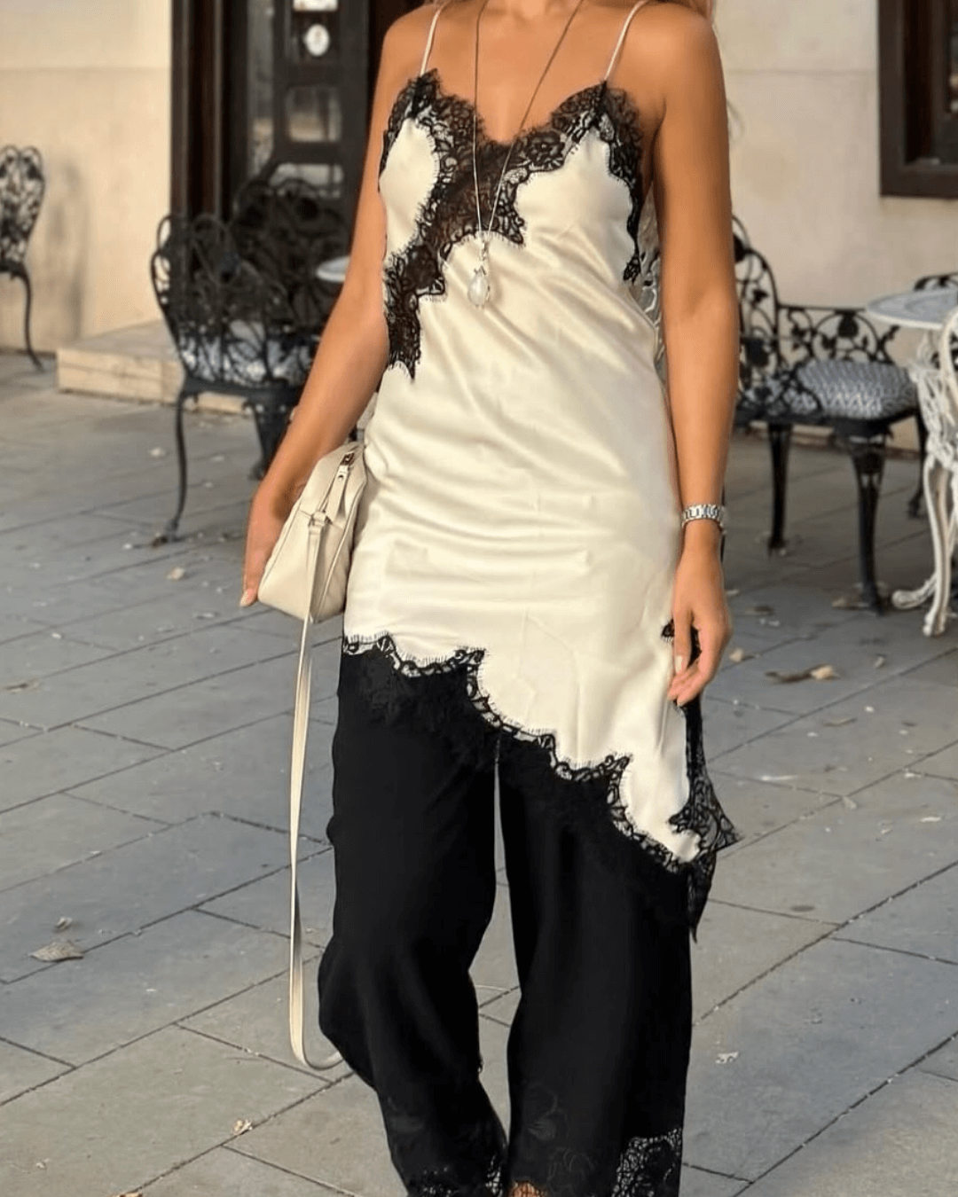 Seame CH - Guia Asymmetric Satin Lace Cocktail Dress - Dresses - none