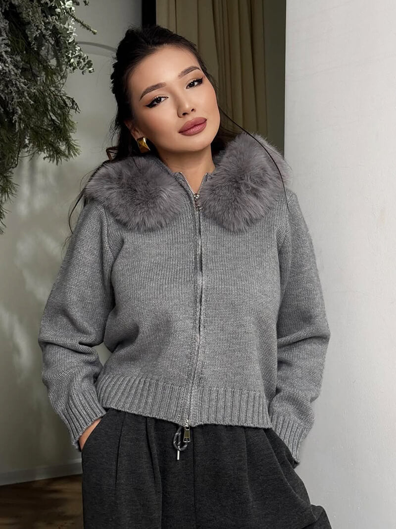 Seame - Alison faux fur Jacket Black S