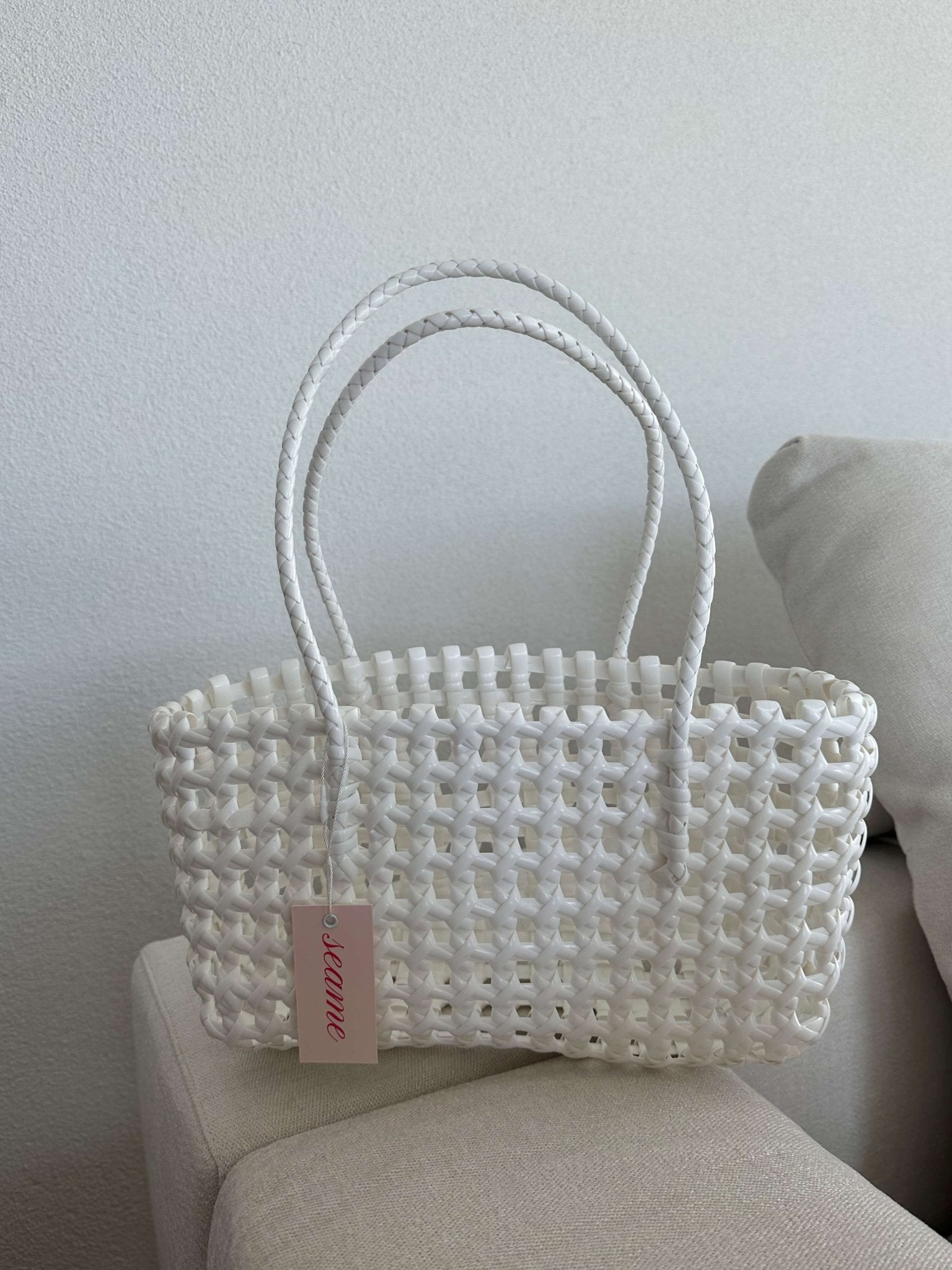 SEAME - Crishell Hollow Woven Bag White
