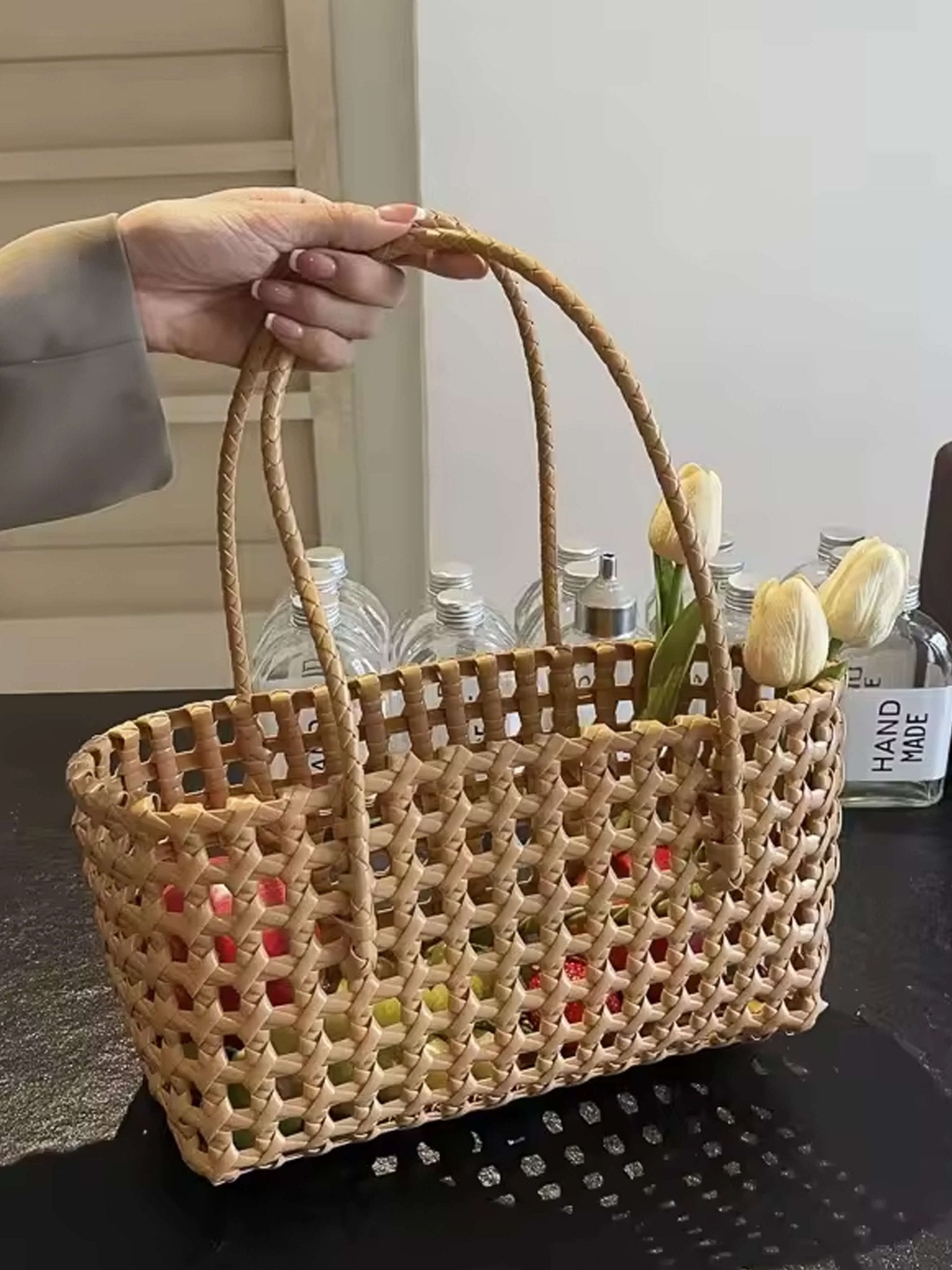 Seame - Crishell Hollow Woven Bag Green