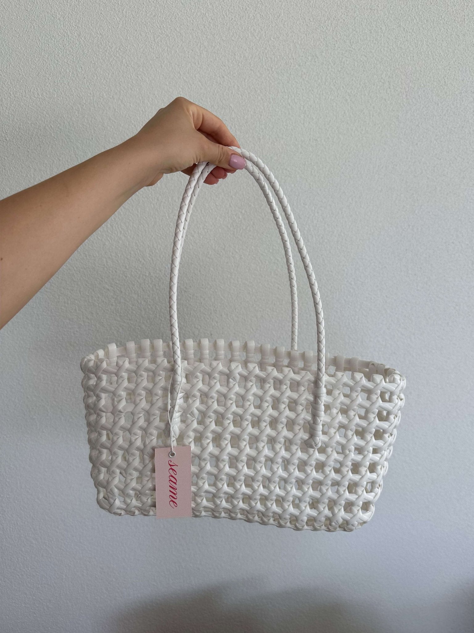 SEAME - Crishell Hollow Woven Bag White