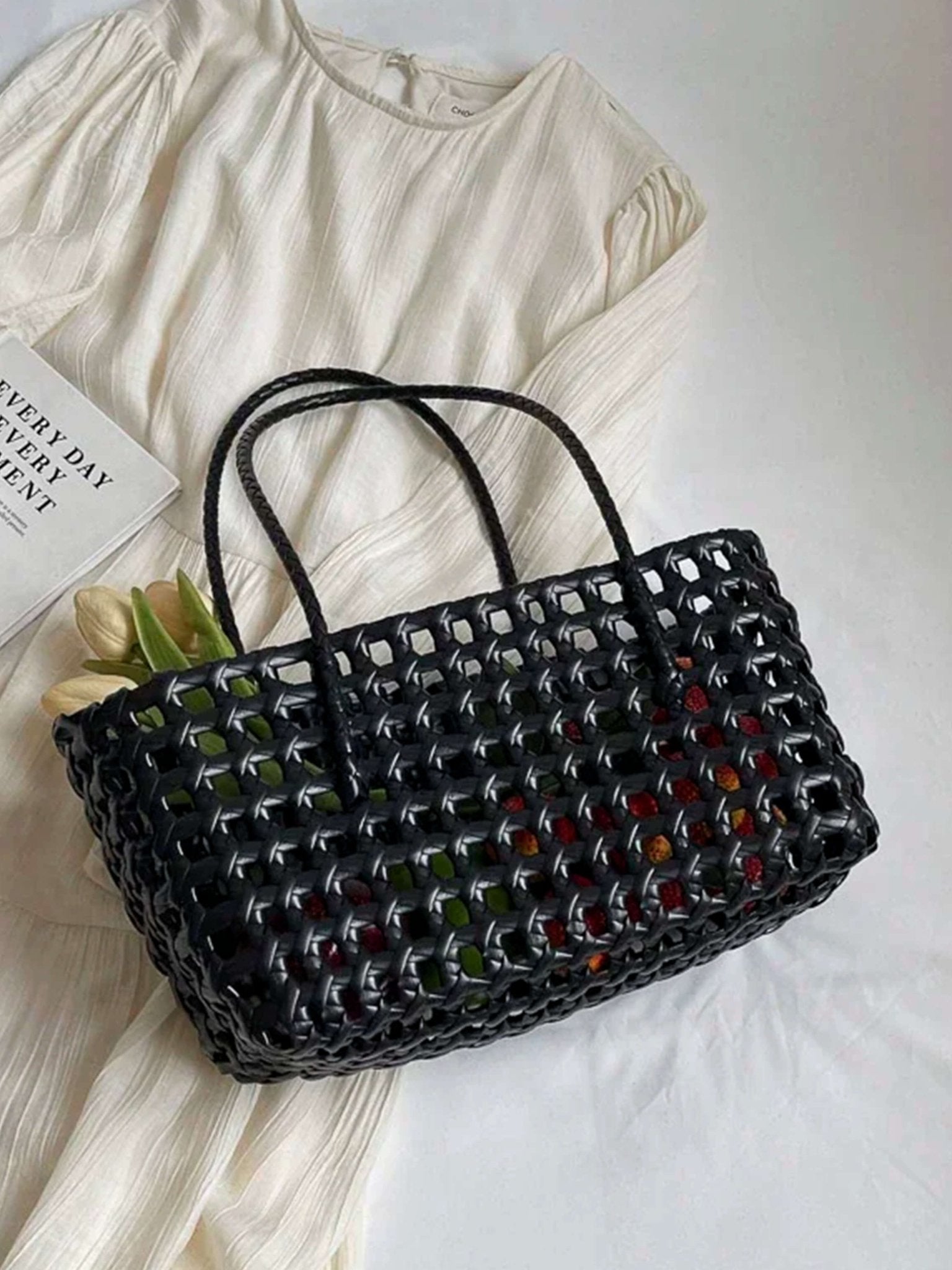 Seame - Crishell Hollow Woven Bag Green
