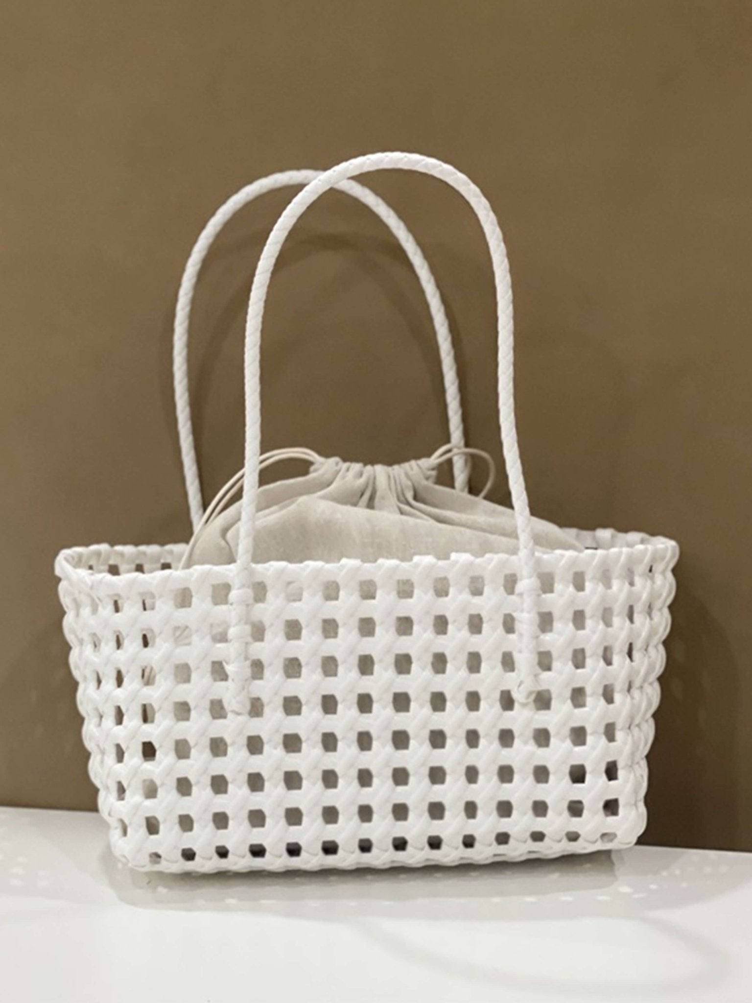 SEAME - Crishell Hollow Woven Bag Green