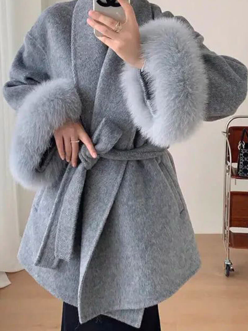 Seame - Grace Faux Fur Coat Black S