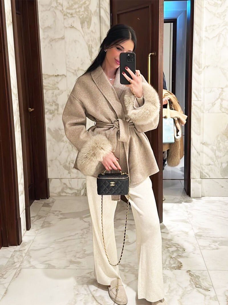 Seame - Grace Faux Fur Coat Black S