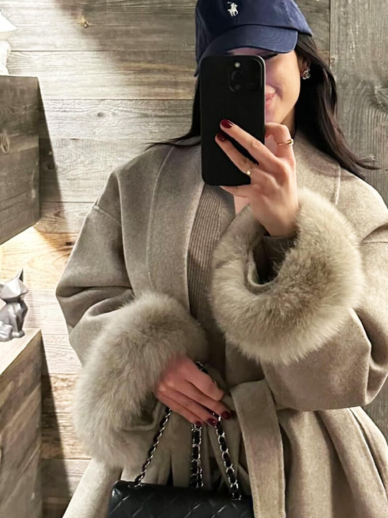 Seame - Grace Faux Fur Coat Black S