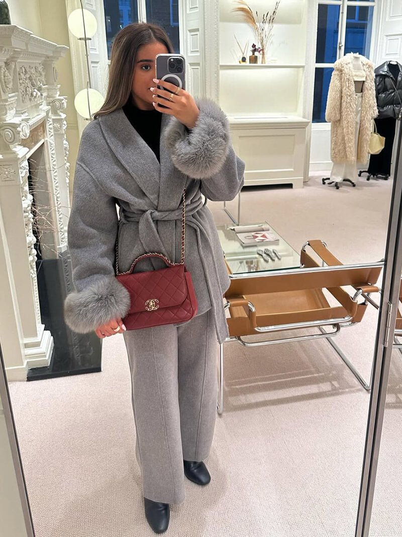 Seame - Grace Faux Fur Coat Black S