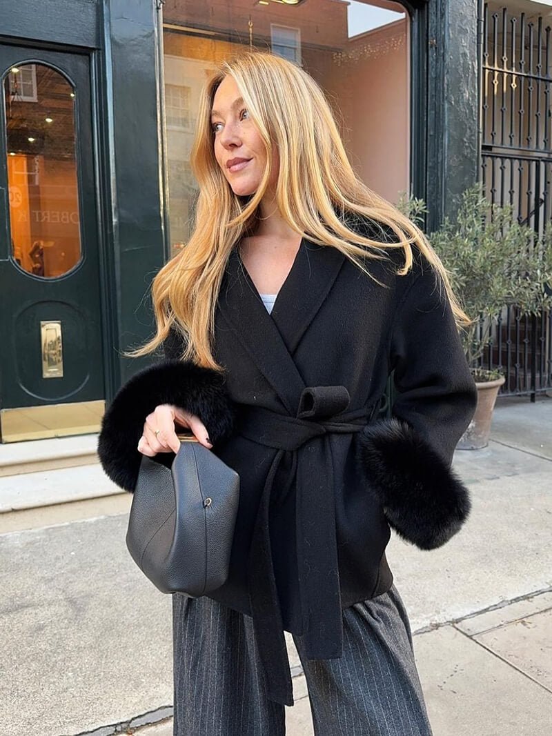 Seame - Grace Faux Fur Coat Black S