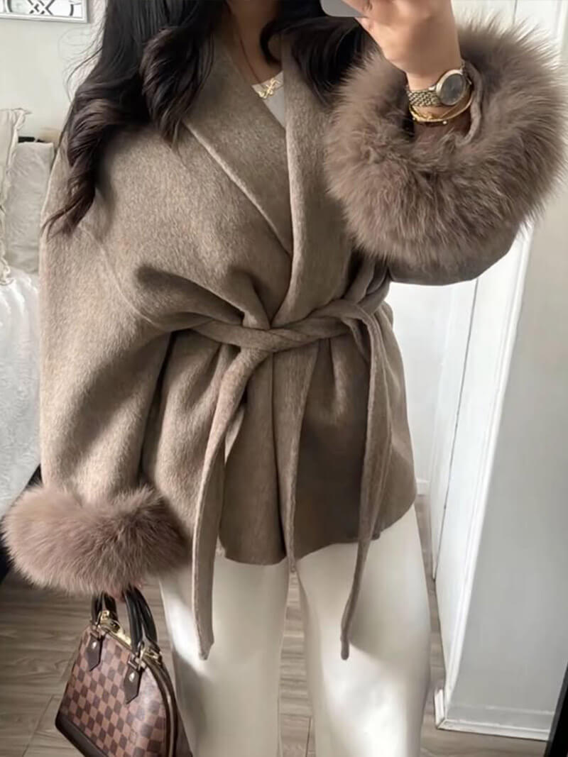 Seame - Grace Faux Fur Coat Black S