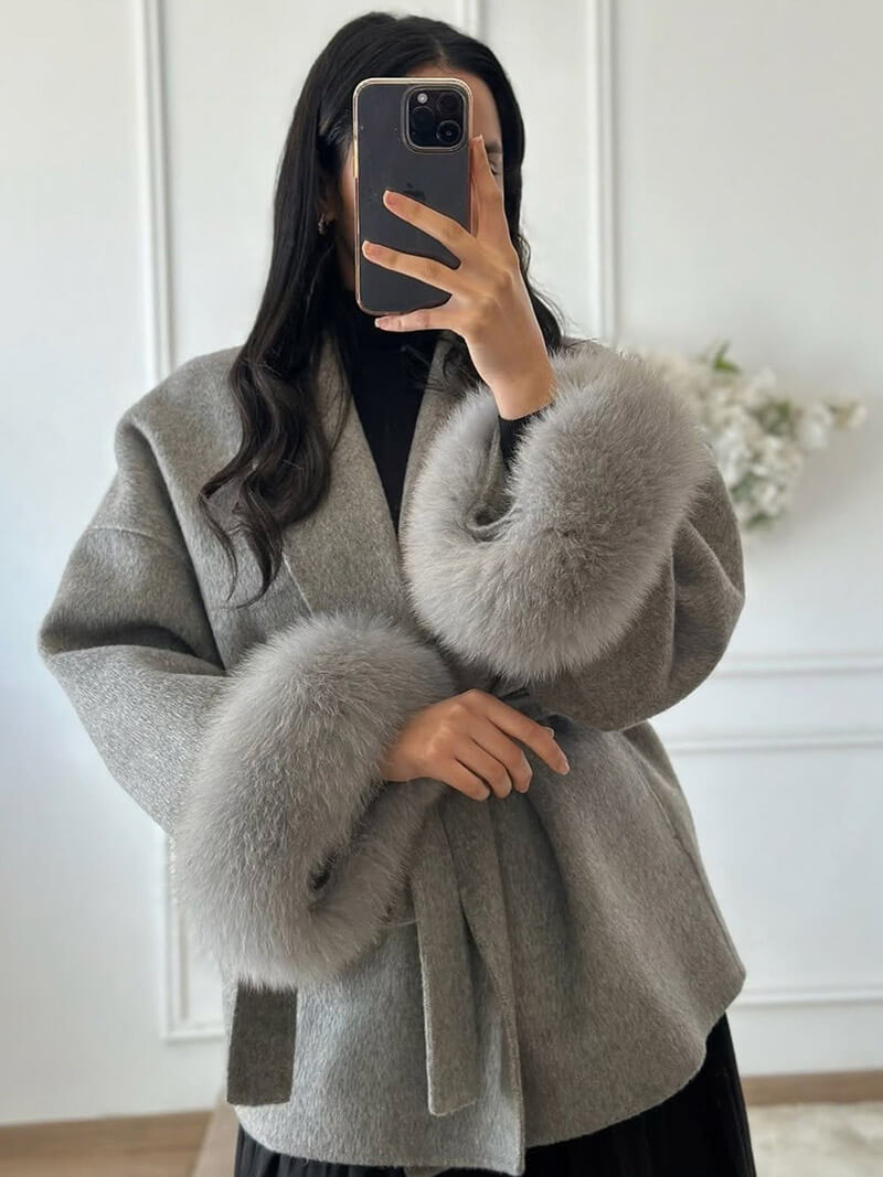 Seame - Grace Faux Fur Coat Black S