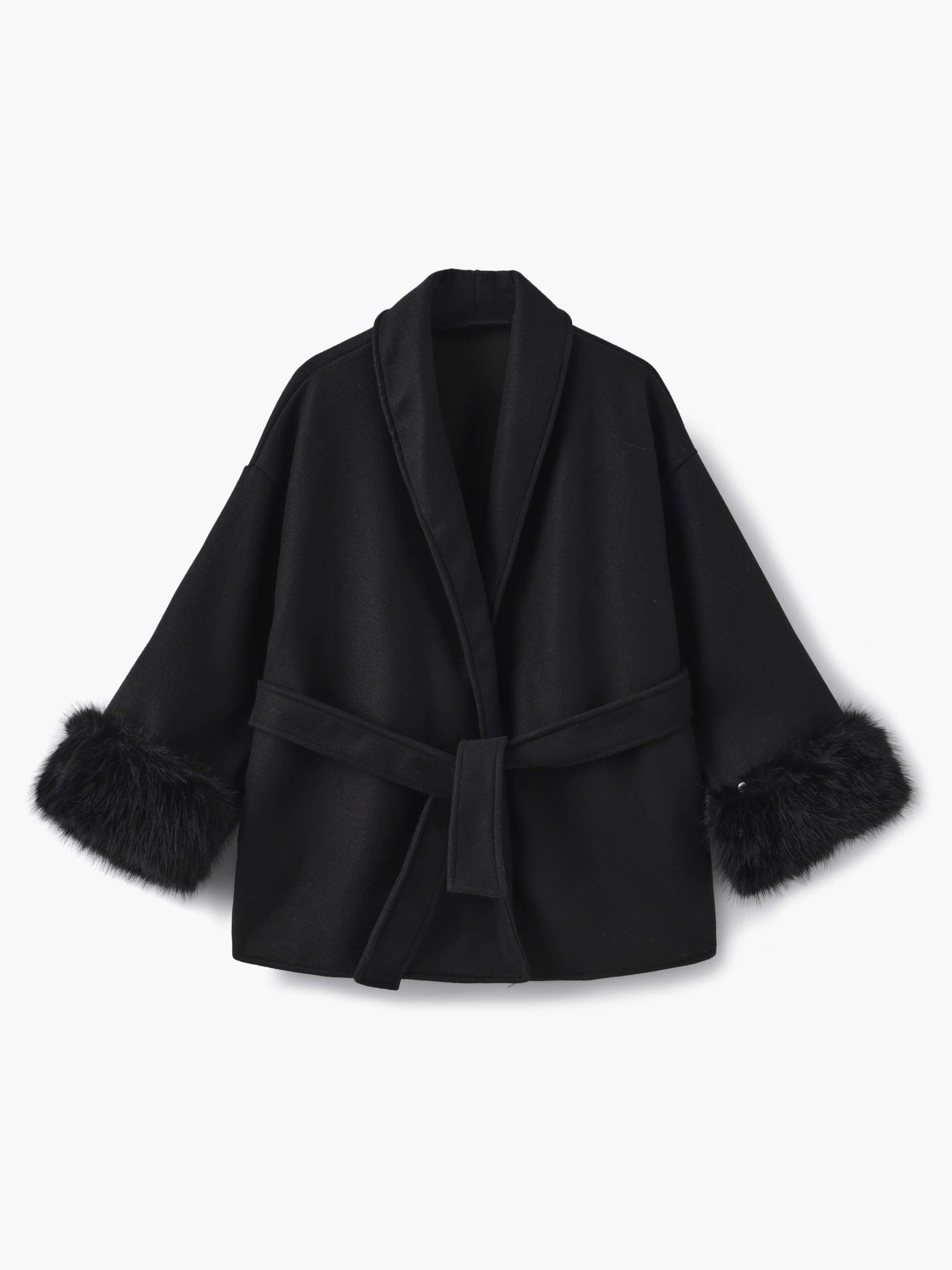 Seame - Grace Faux Fur Coat Black S