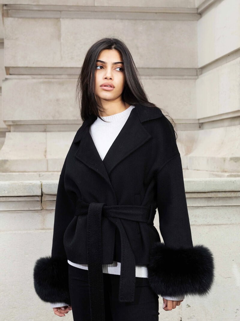 Seame - Grace Faux Fur Coat Black S