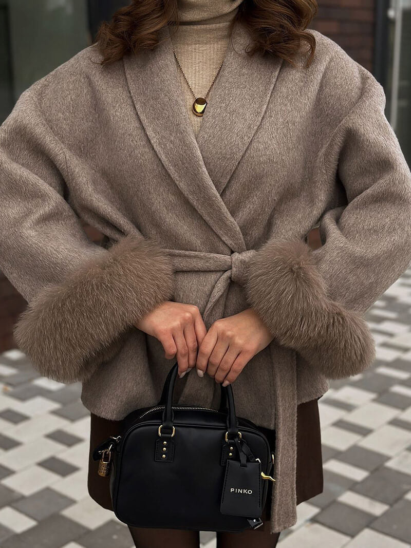 Seame - Grace Faux Fur Coat Black S