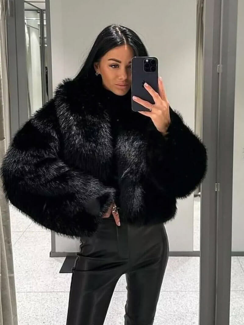 Seame - Jenna Faux Fur Coat White S