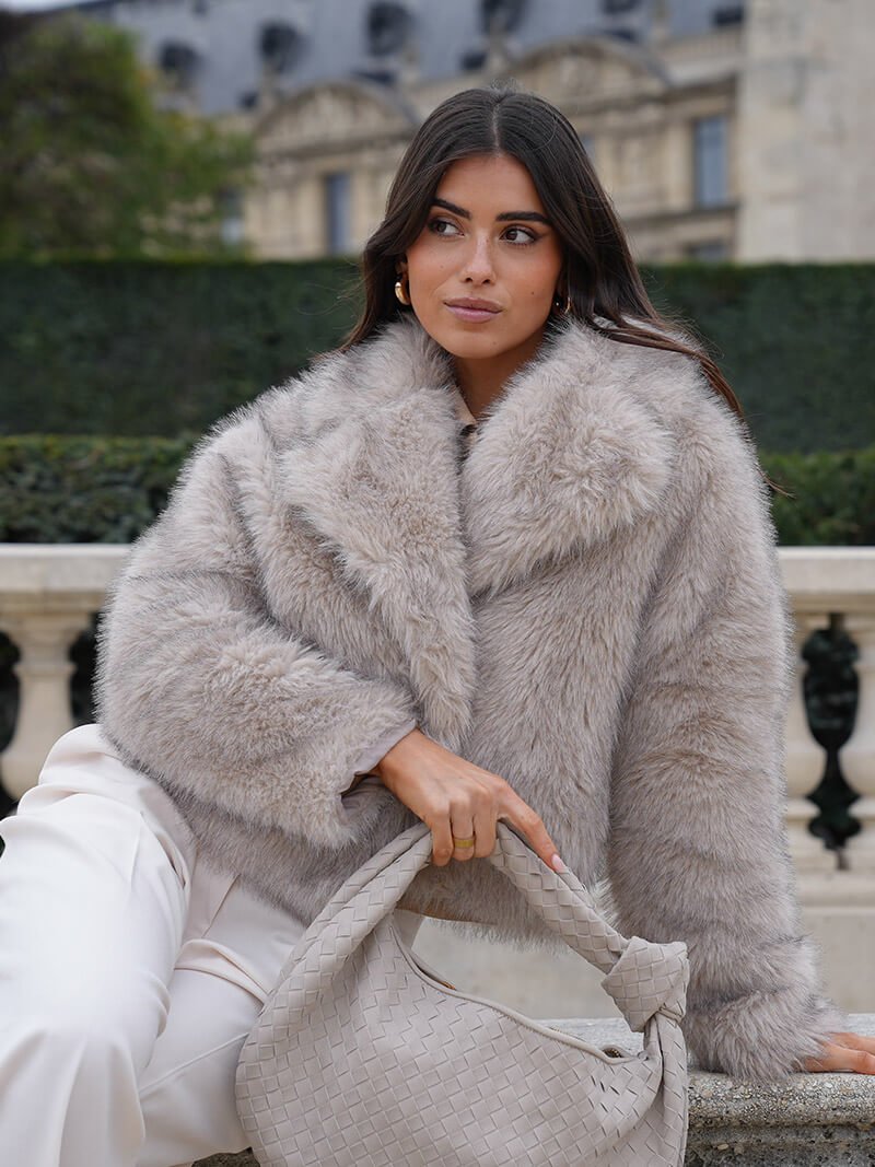 Seame - Jenna Faux Fur Coat White S