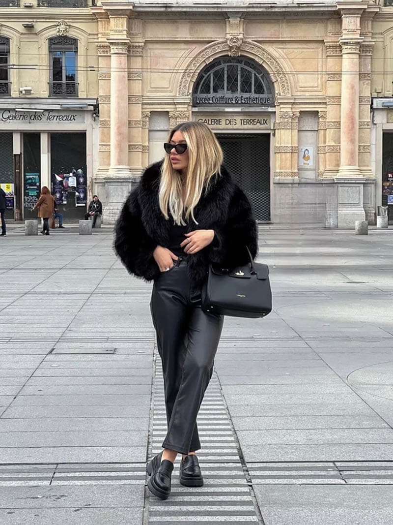 Seame - Jenna Faux Fur Coat White S