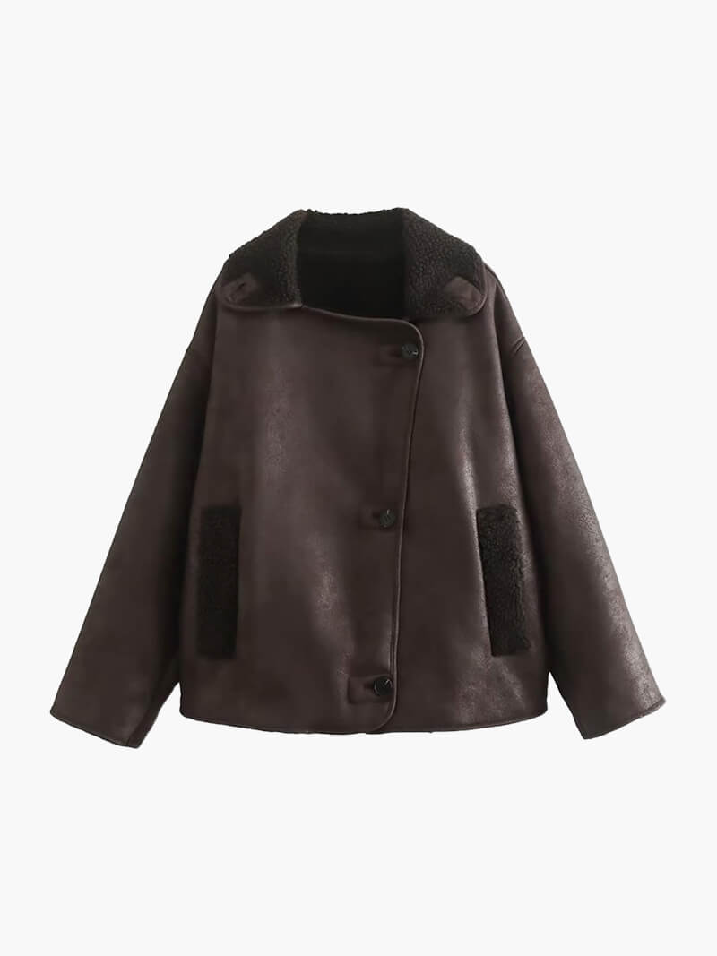 Seame - Laila Faux Leather Jacket Brown S