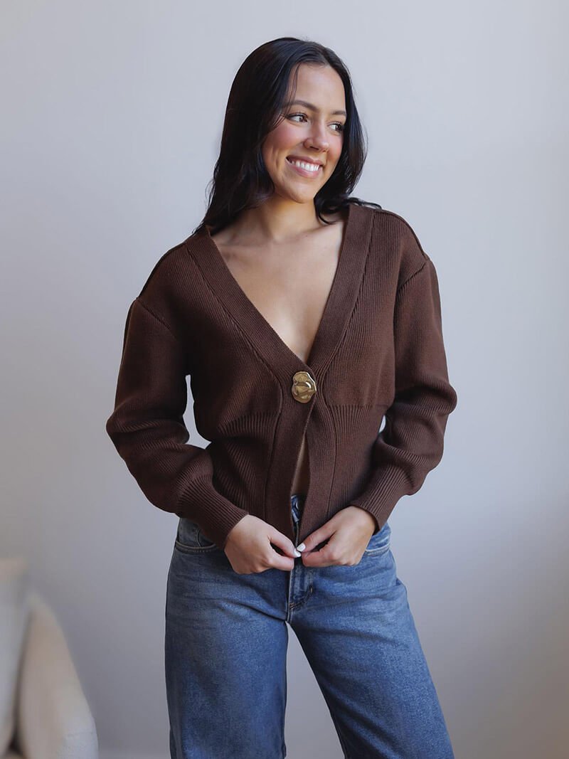 Seame - Lyra Knitted Cardigan Brown S