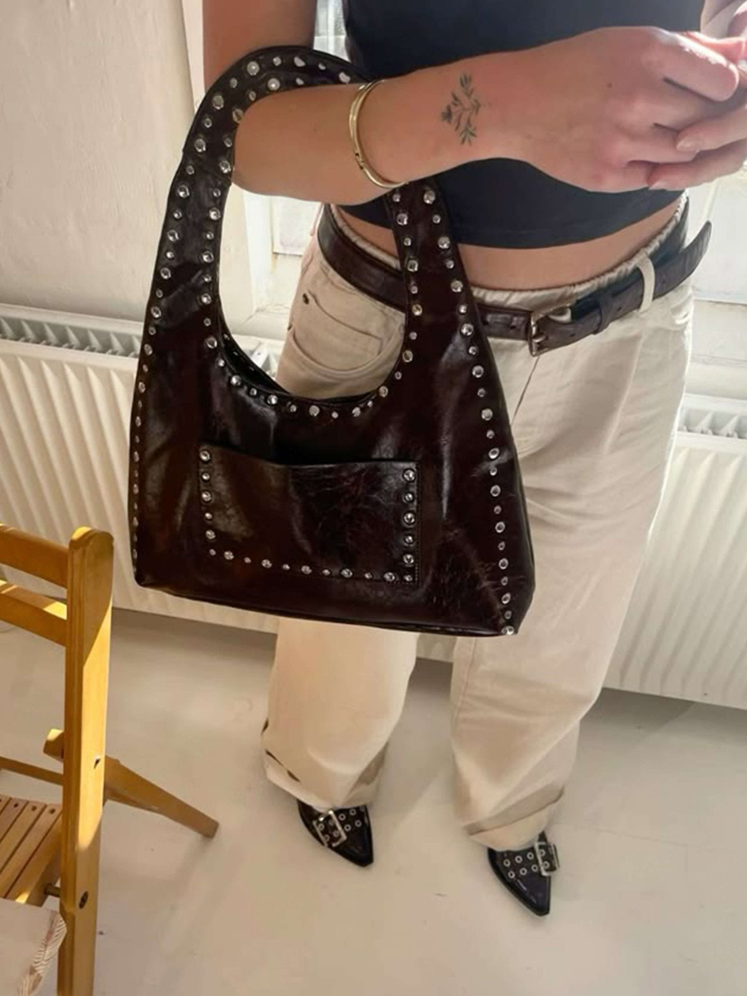 Seame - Stefani Studded Tote Bag Black Regular