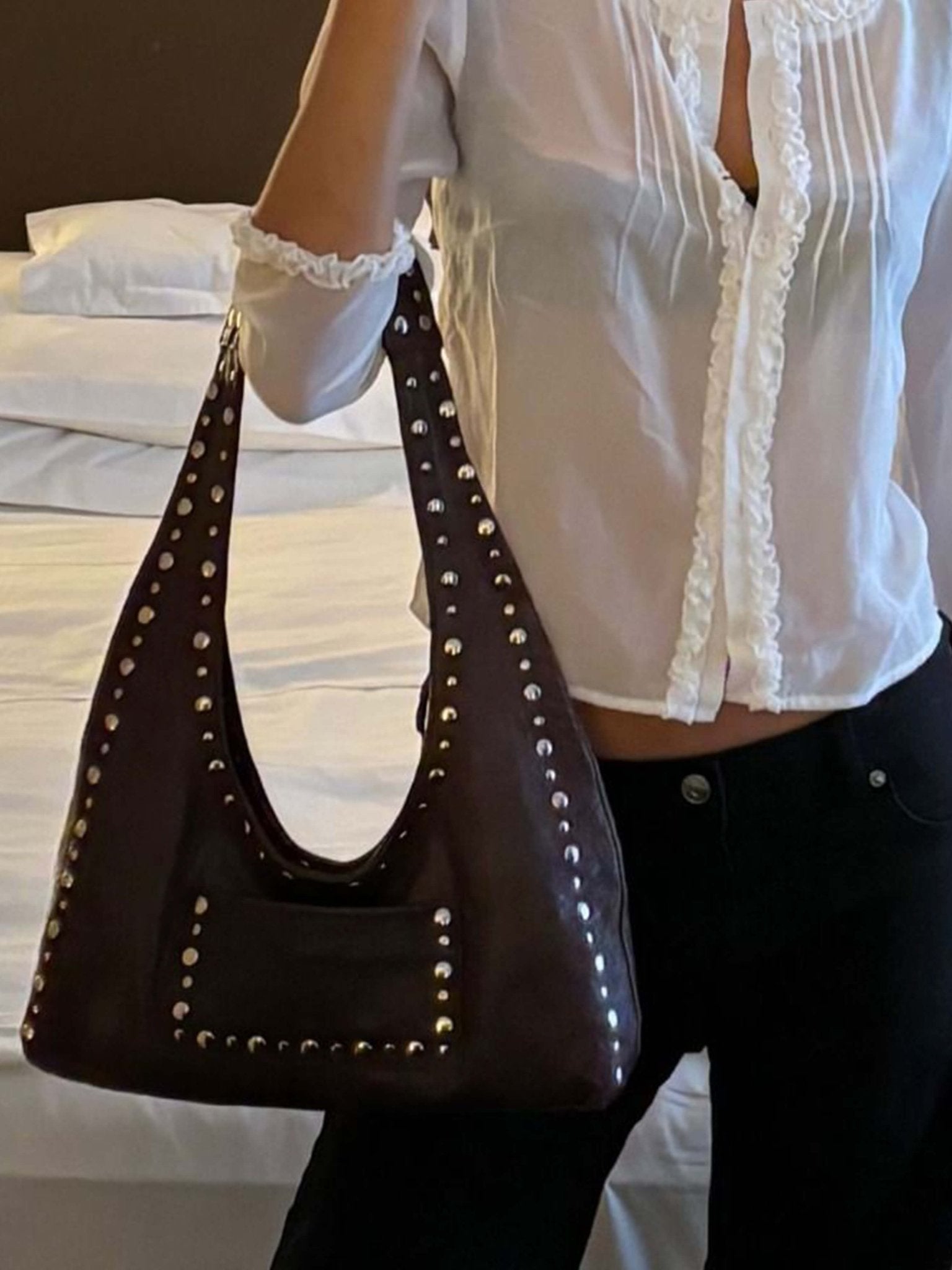 Seame - Stefani Studded Tote Bag Brown Regular