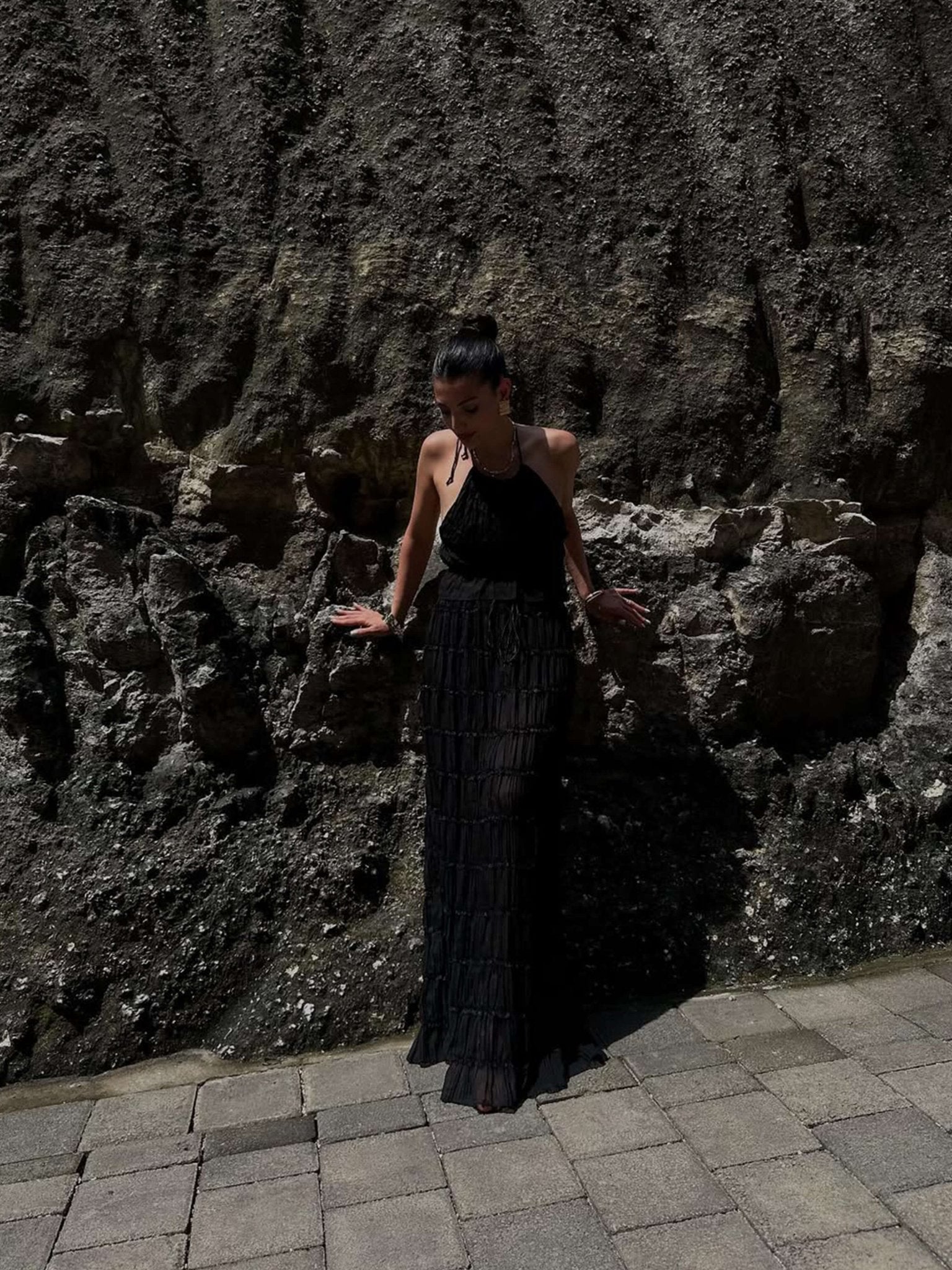 Seame - Valerie two - piece set with frill details black S