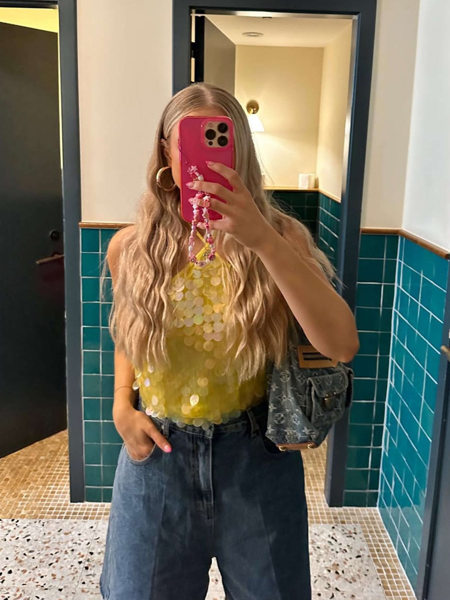 Seame - Ynah Sequin Top Yellow S