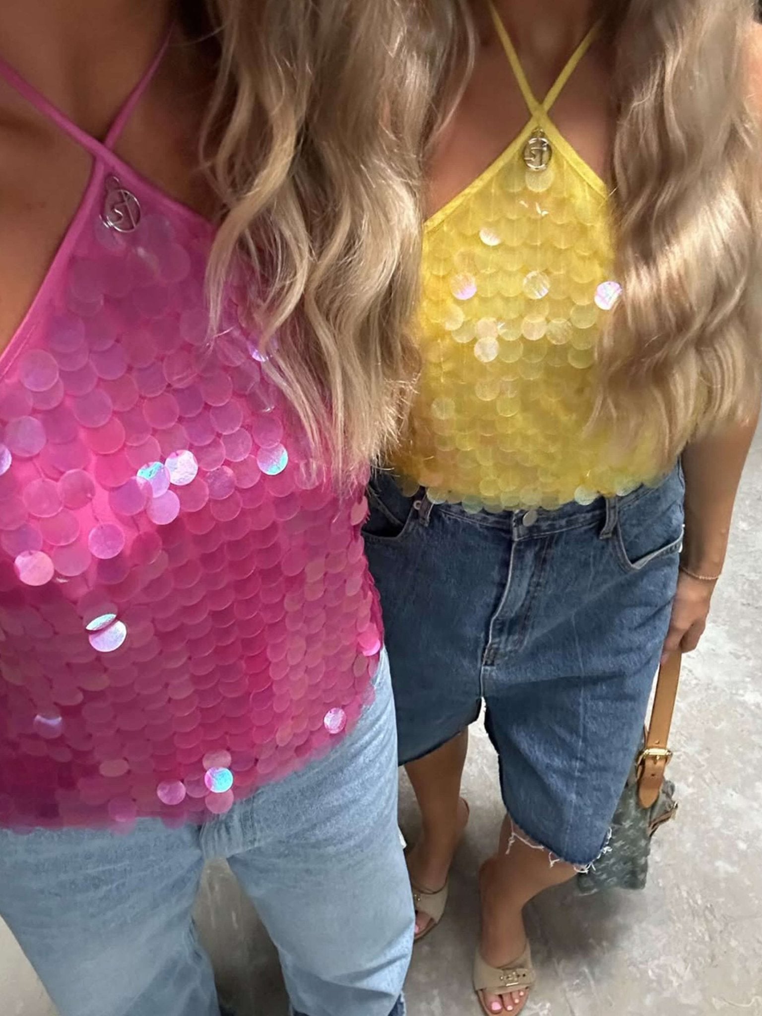 Seame - Ynah Sequin Top Yellow S