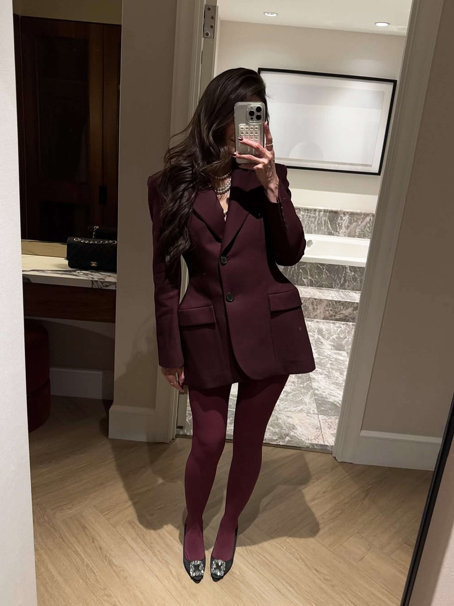 Seame - Zarla Long Sleeve Blazer Burgundy S