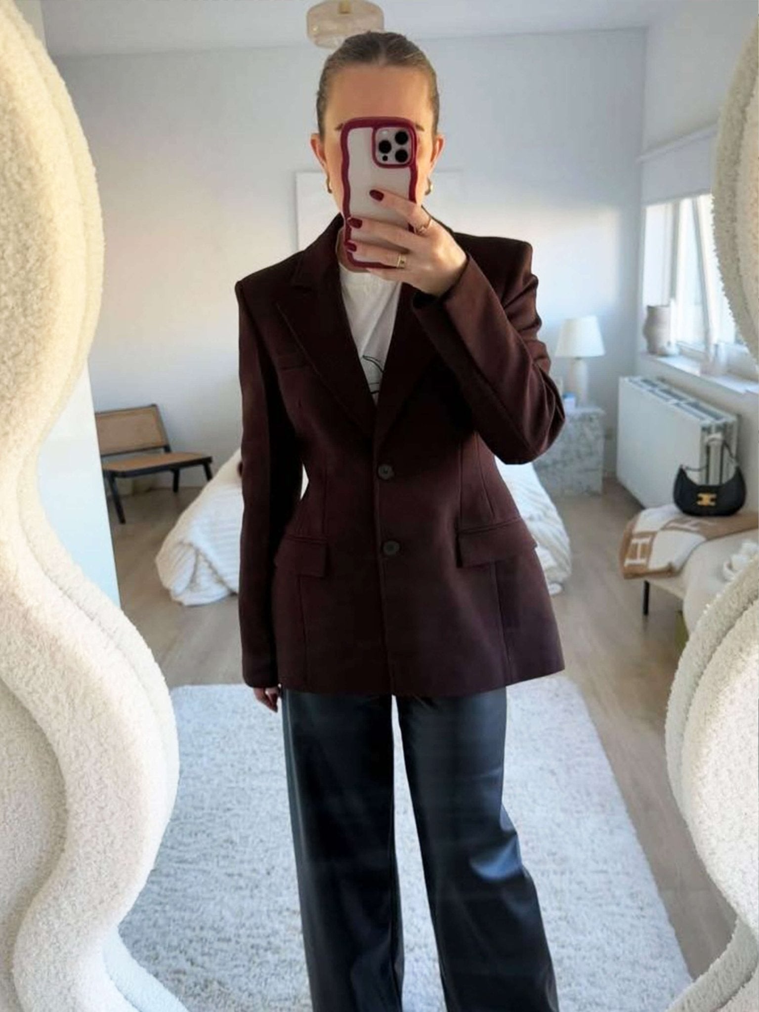 Seame - Zarla Long Sleeve Blazer Burgundy S